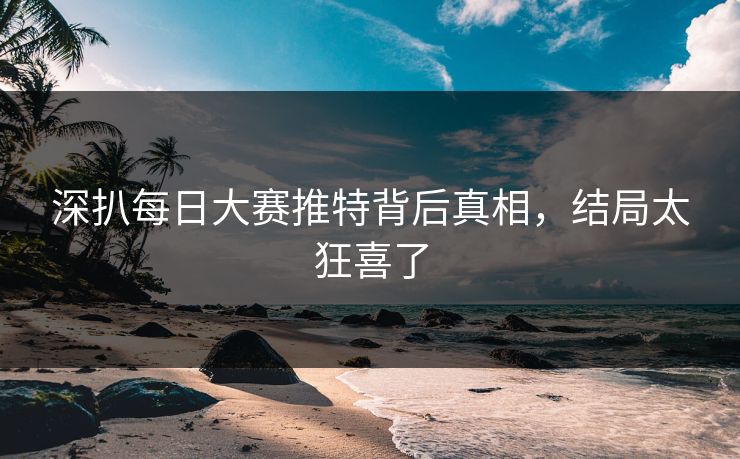 深扒每日大赛推特背后真相，结局太狂喜了