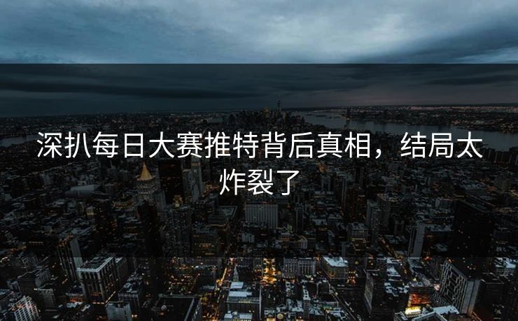 深扒每日大赛推特背后真相，结局太炸裂了