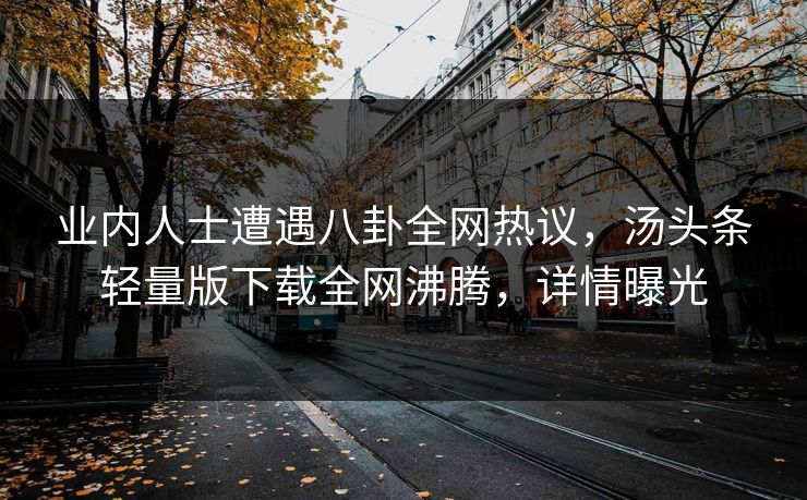 业内人士遭遇八卦全网热议，汤头条轻量版下载全网沸腾，详情曝光