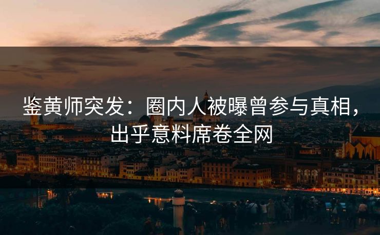 鉴黄师突发：圈内人被曝曾参与真相，出乎意料席卷全网