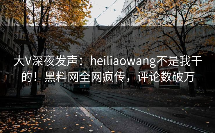 大V深夜发声：heiliaowang不是我干的！黑料网全网疯传，评论数破万