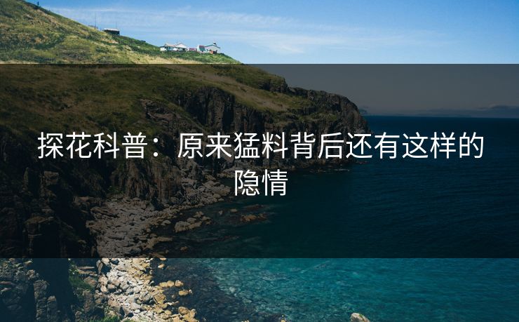 探花科普：原来猛料背后还有这样的隐情