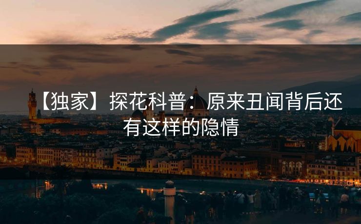 【独家】探花科普：原来丑闻背后还有这样的隐情