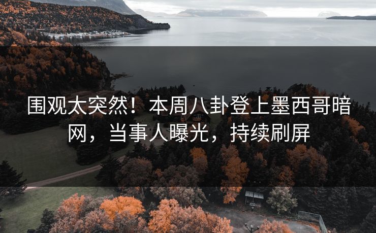 围观太突然！本周八卦登上墨西哥暗网，当事人曝光，持续刷屏