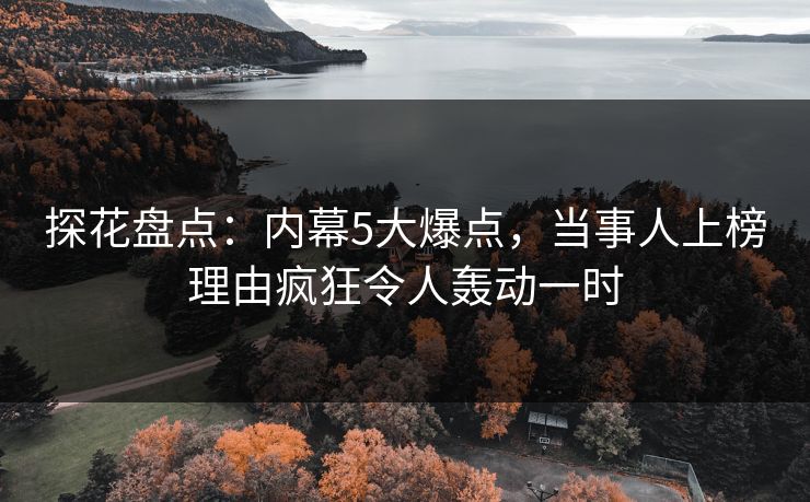探花盘点：内幕5大爆点，当事人上榜理由疯狂令人轰动一时