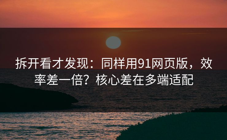 拆开看才发现：同样用91网页版，效率差一倍？核心差在多端适配